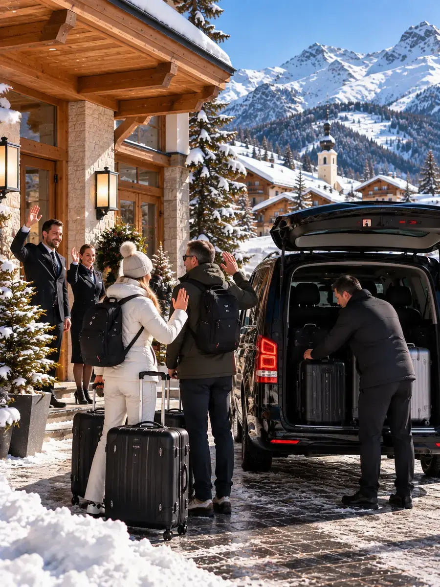 Private return transfer from Lech am Arlberg to Zurich Airport with Alpinum Taxi