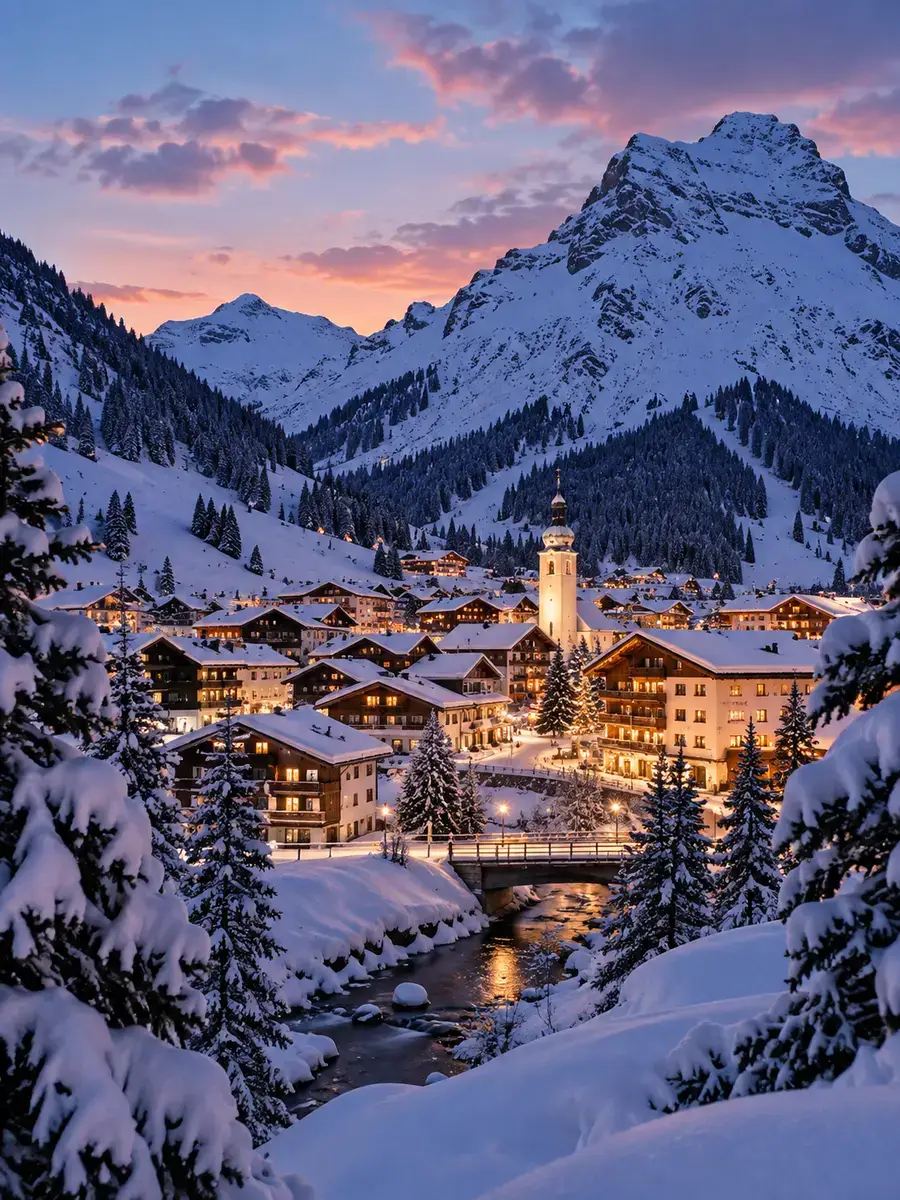 Lech am Arlberg in winter, destination for private transfers from Zurich Airport